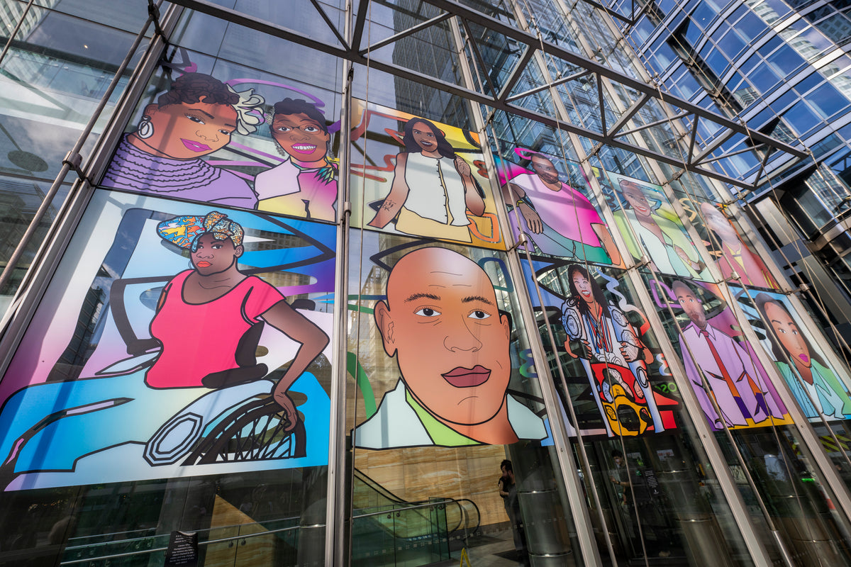 Facin Our Dreamz by Jasmine Kahlia, 2026. Commissioned by Canary Wharf Group.